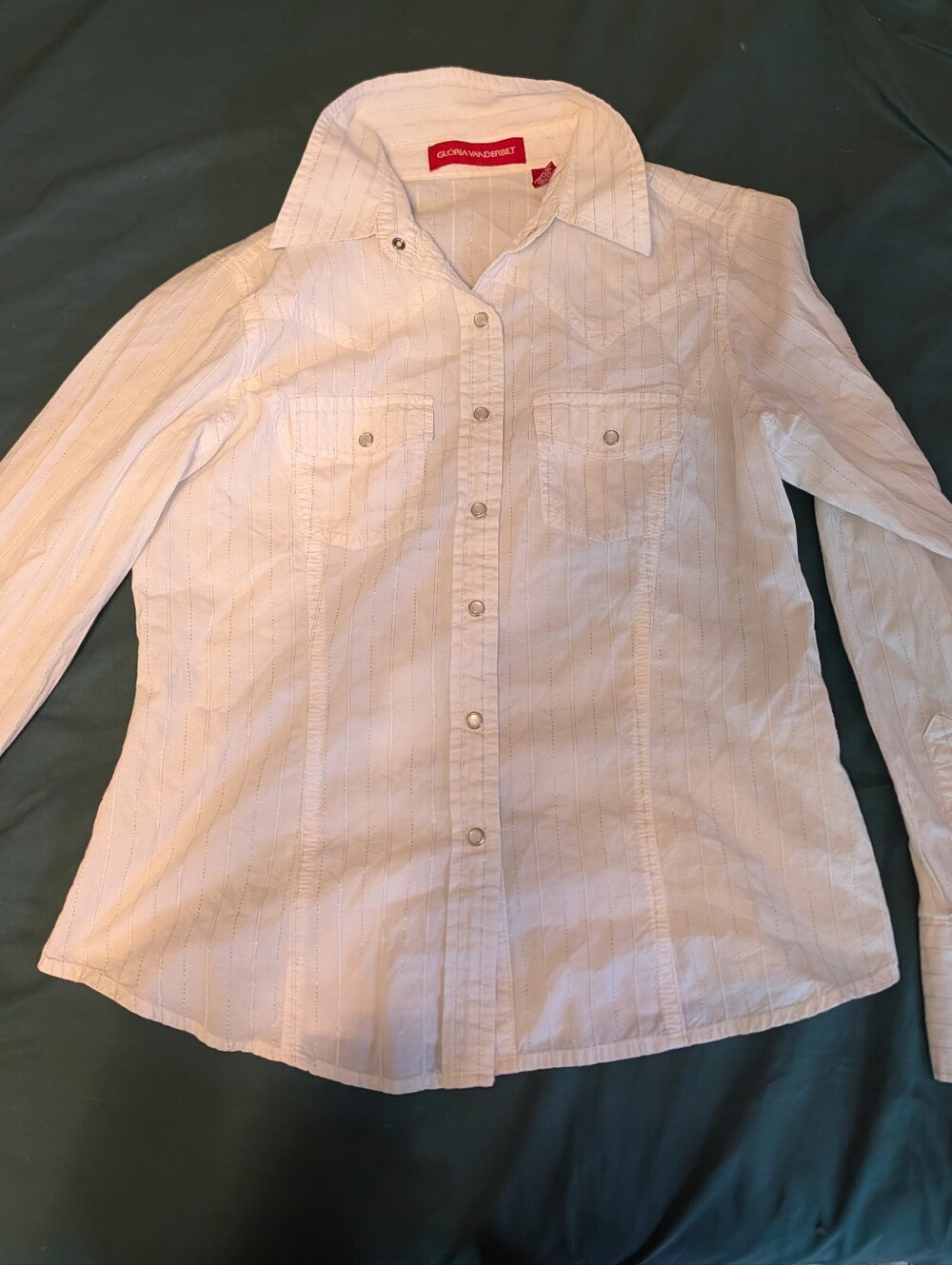 Gloria Vanderbilt Girls' White Button‑Front Long Sleeve Shirt